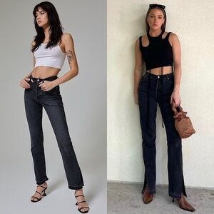 EB DENIM 90s High Rise Distressed Straight Leg Split Hem Unraveled Two Jeans 32